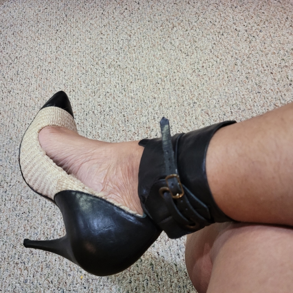 Isabel Marant 40 Black Leather/Beige Tweed - Picture 5 of 5